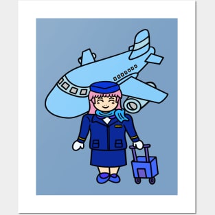 Chibi flight attendant Posters and Art